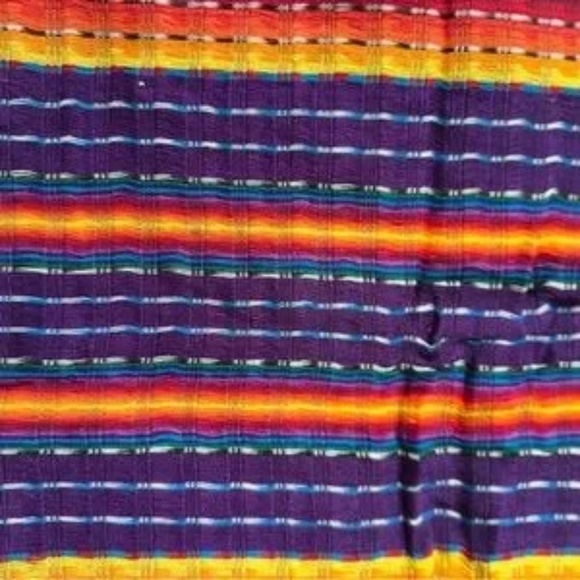 NWOT Guatemalan Artisanal Cotton Vibrant Multicolor Striped Scarf Shawl - Picture 6 of 6